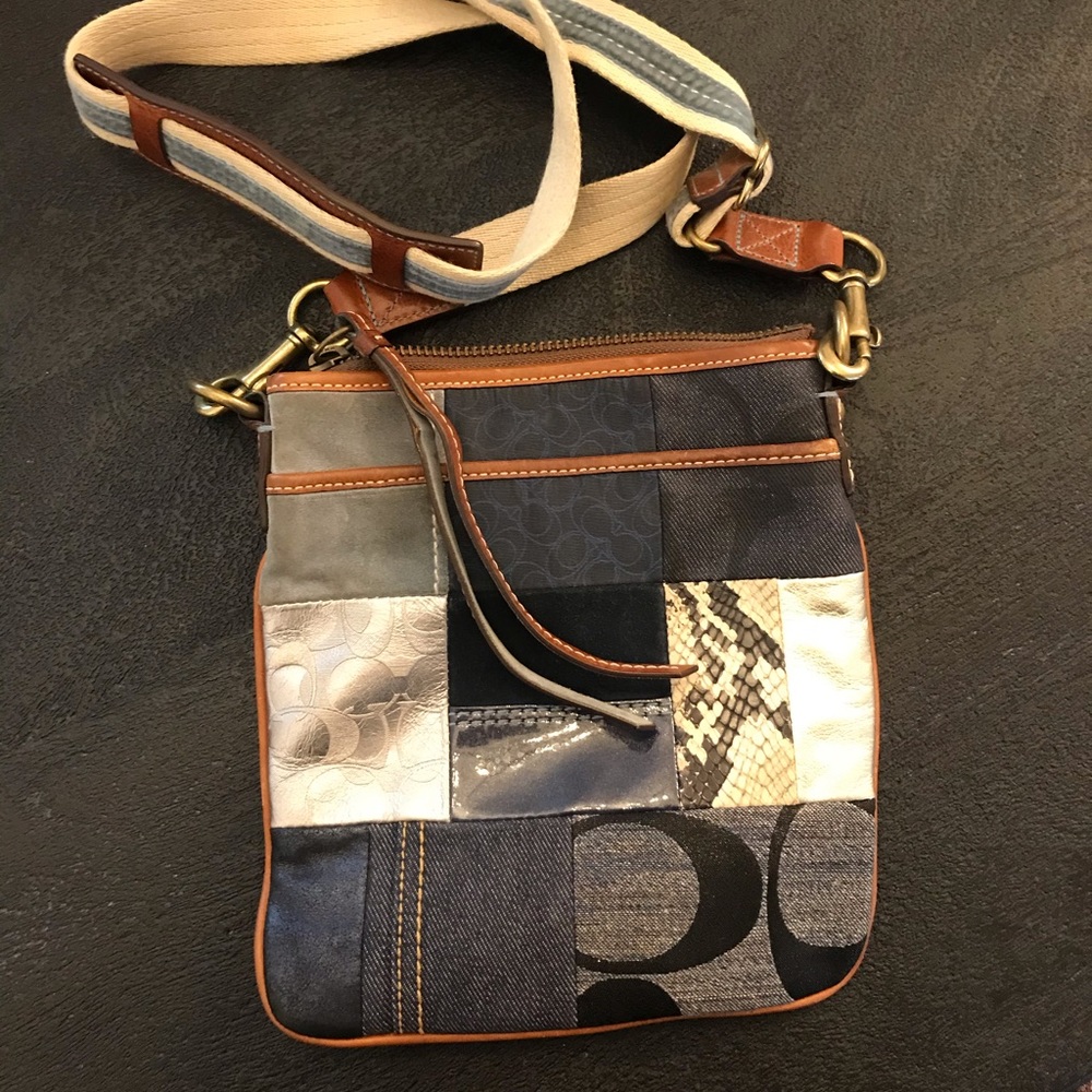 Coach signature denim crossbody bag